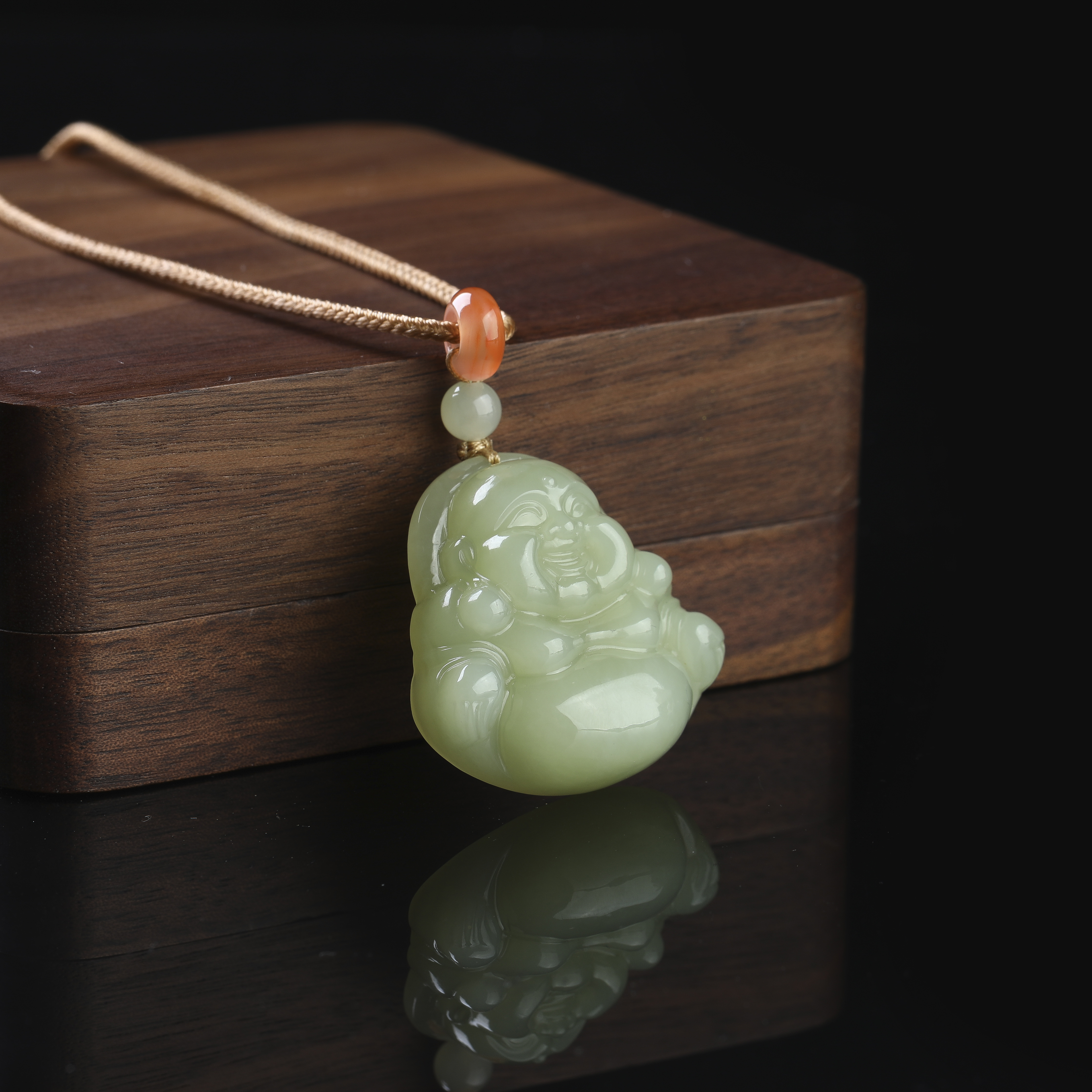 【大国非遗】若羌和田玉黄口弥勒吊坠35-11.5mm 00439