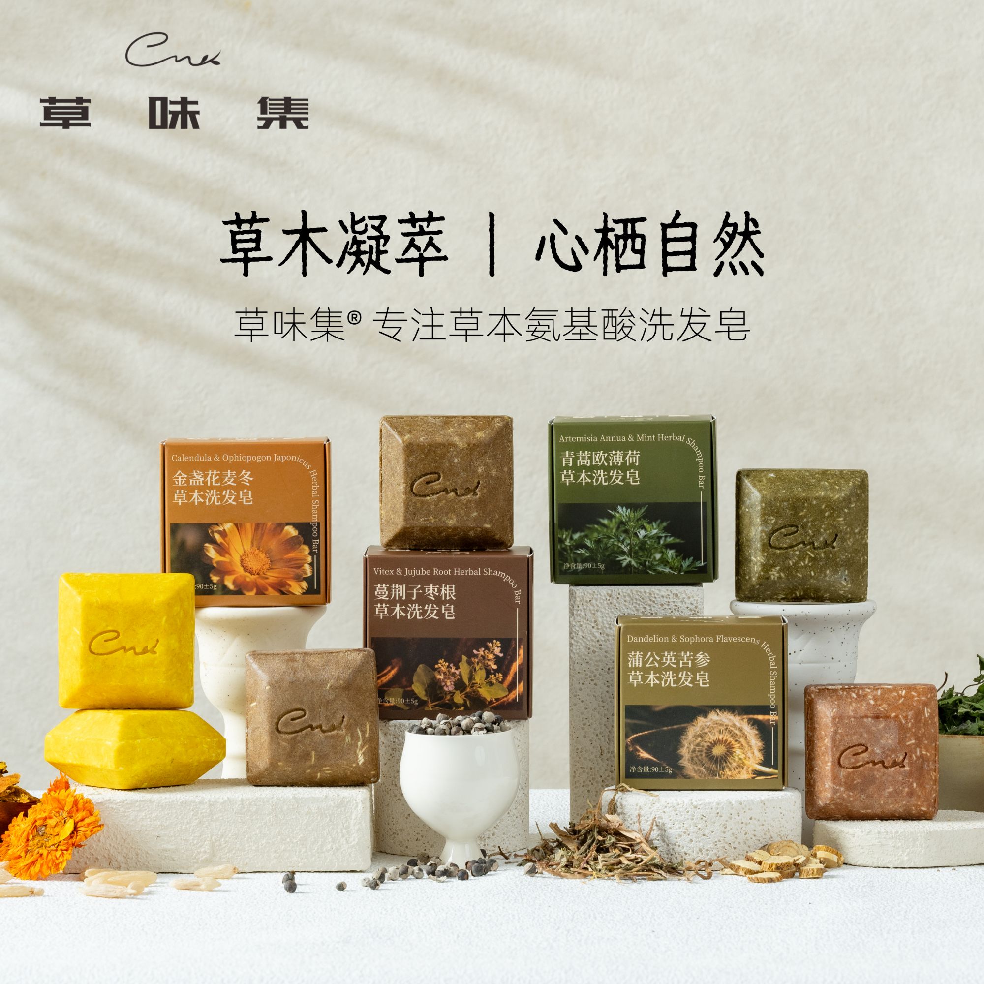 染心草味集 头皮无负担草本萃取冷制研磨 植物氨基酸洗发皂洗发饼