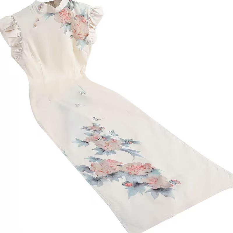 三千苏年轻款重工筒子领小飞袖『蝶恋芳华』旗袍