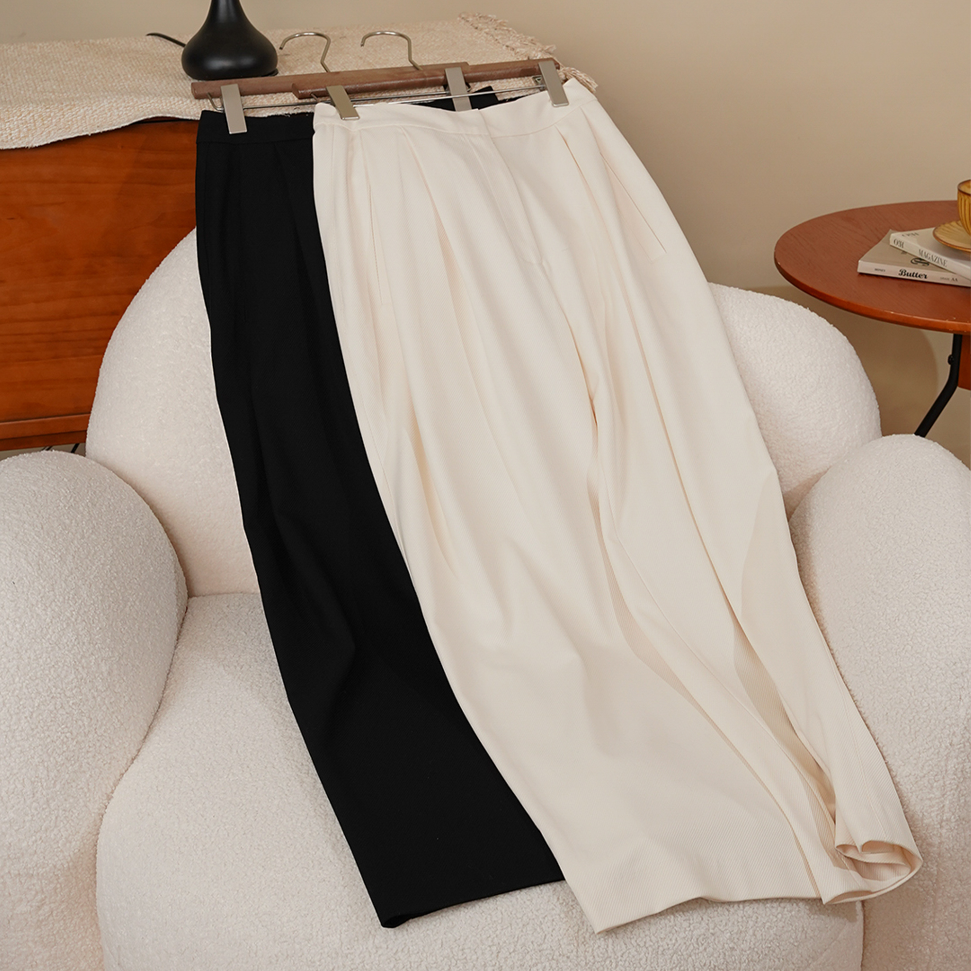 2025新款女绅主义阔腿高级垂感直筒休闲裤女士1651