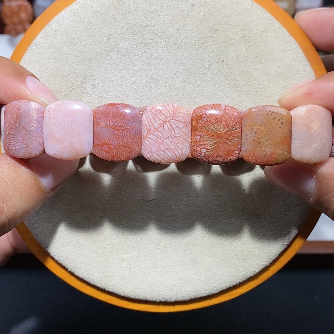 硅化珊瑚（珊瑚玉）手串未镶嵌彩凤尾27