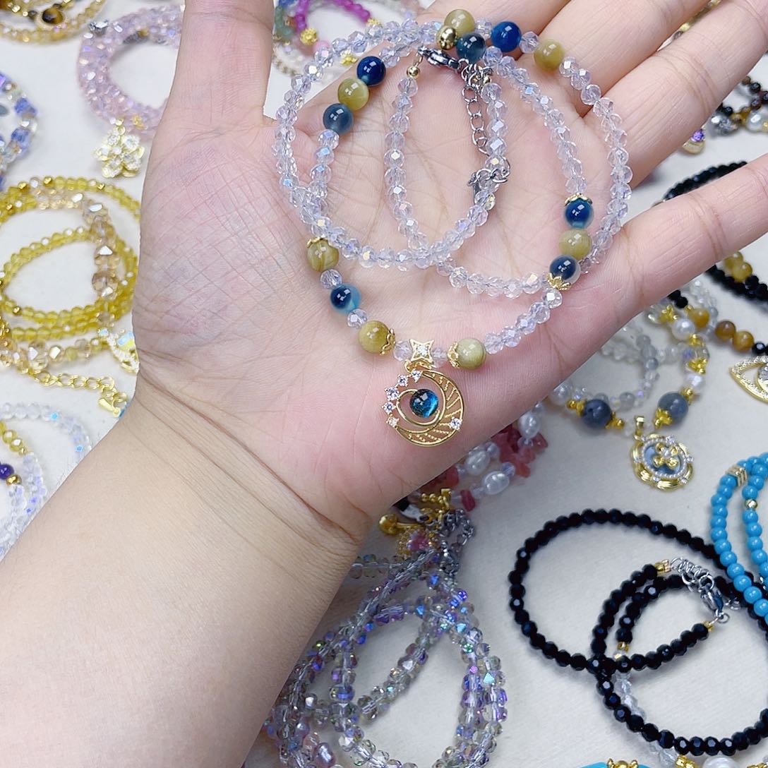 手饰针钠钙石银S925镀金镶嵌