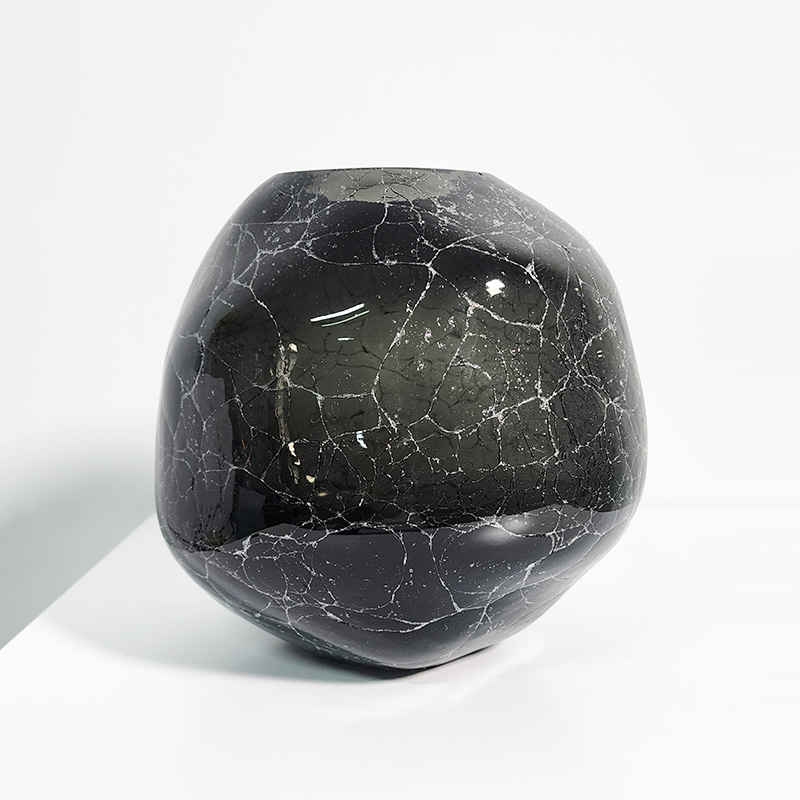 【高15cm】摩瑟家居【黑色冰裂小土豆】HCDF花瓶摆件玻璃花盆