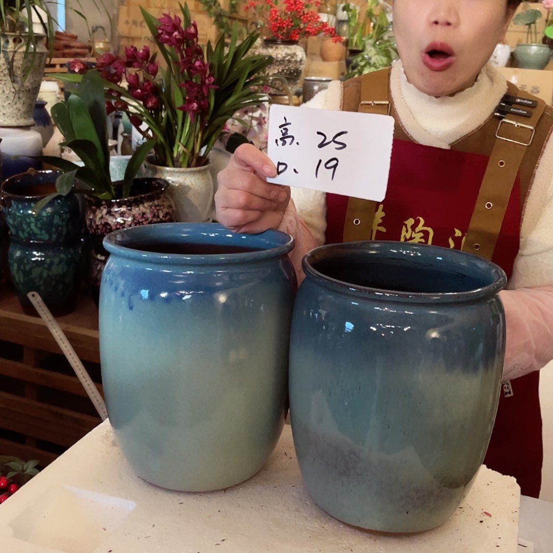 紫砂花盆高度25口径19