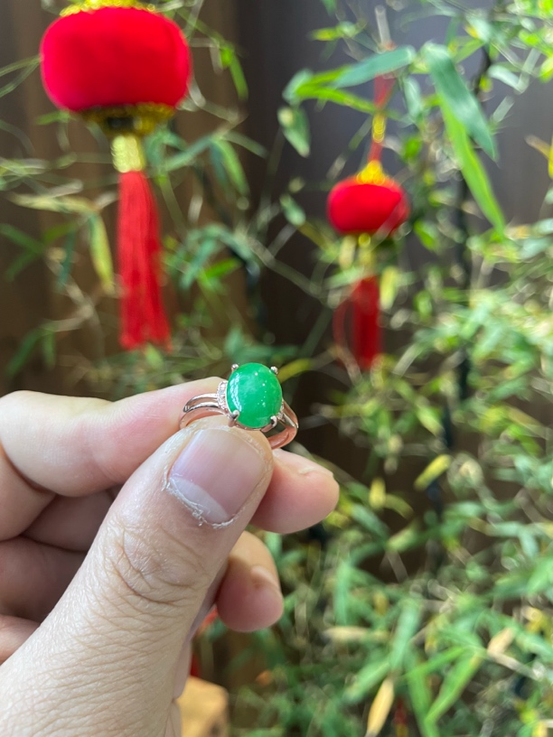 011904天然翡翠戒指s925镶嵌