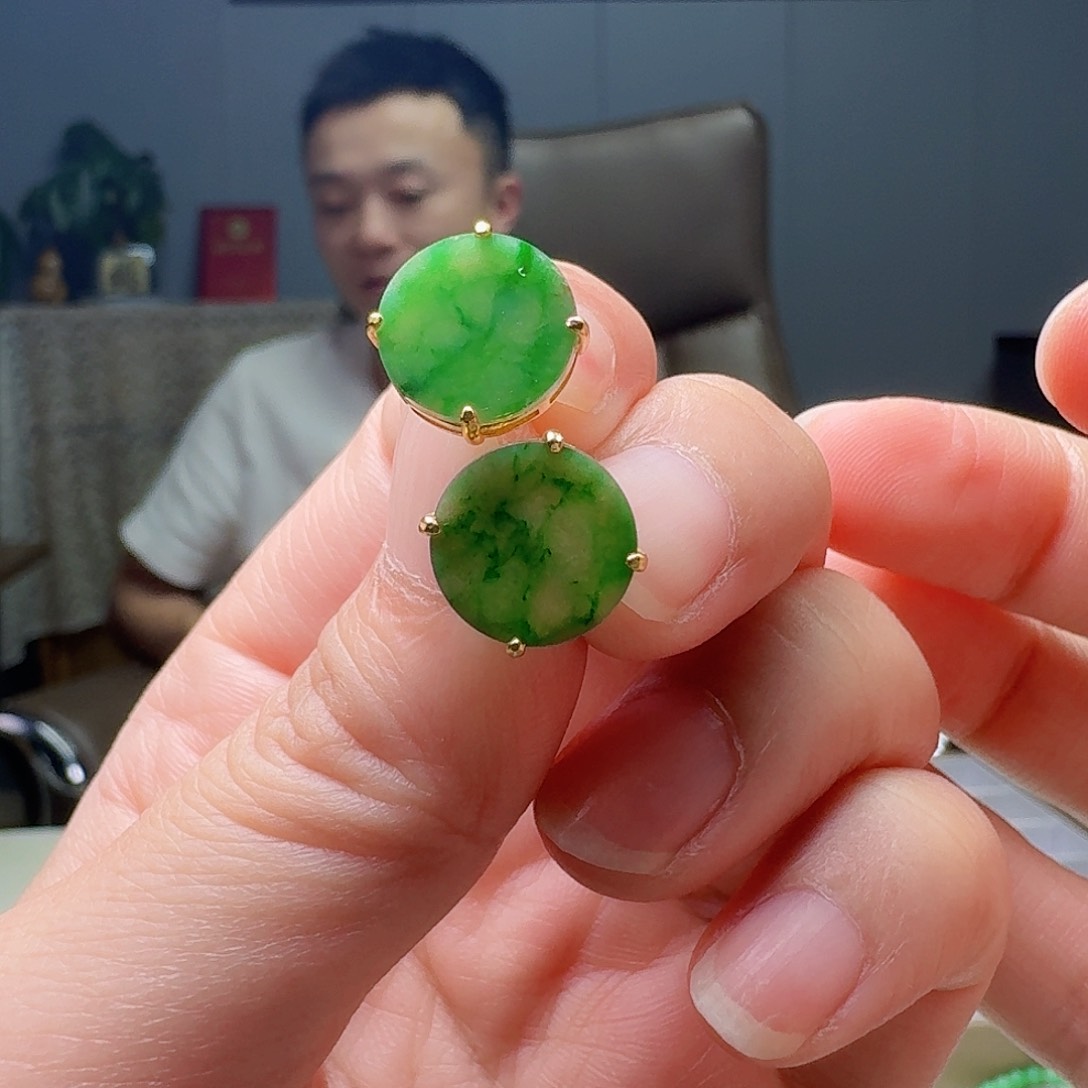 翡翠银S925镶嵌耳饰多样性发货其一