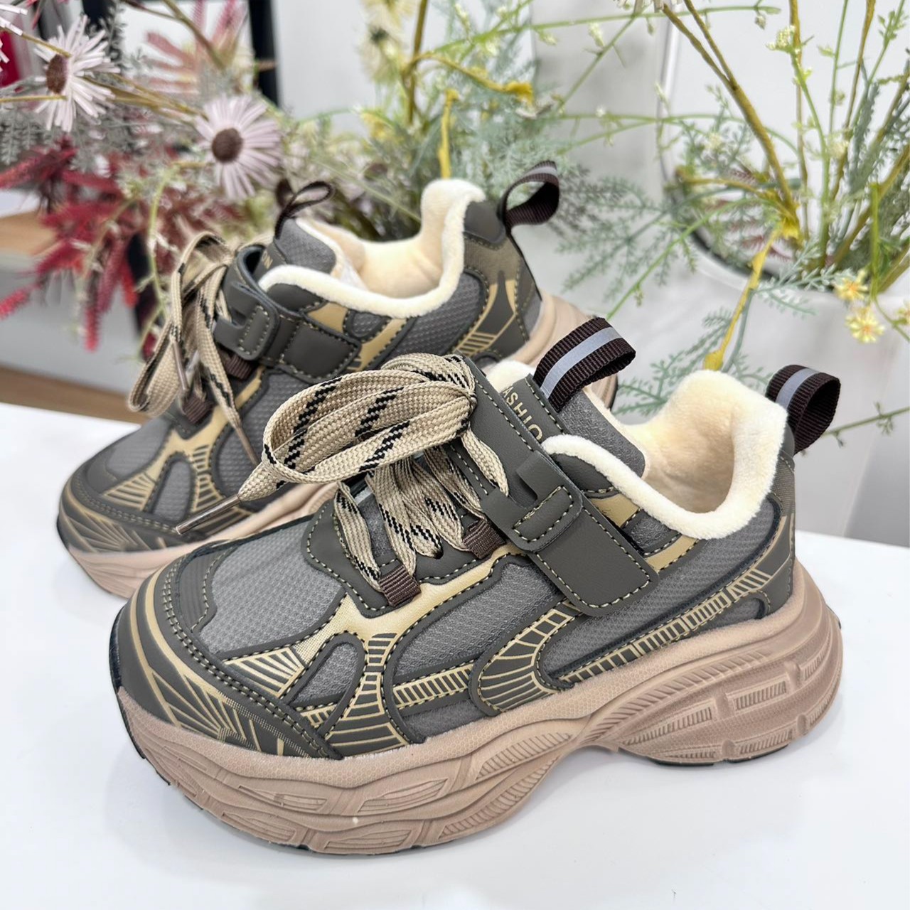 【只发新疆二棉】6670跑步运动老爹鞋加绒保暖秋冬新款男女童鞋