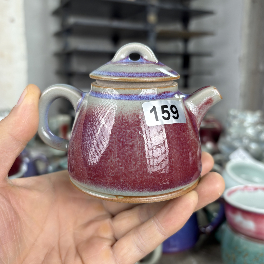 159容量110毫升钧瓷小秦权茶壶家用色釉茶具陶瓷泡茶壶一物一拍