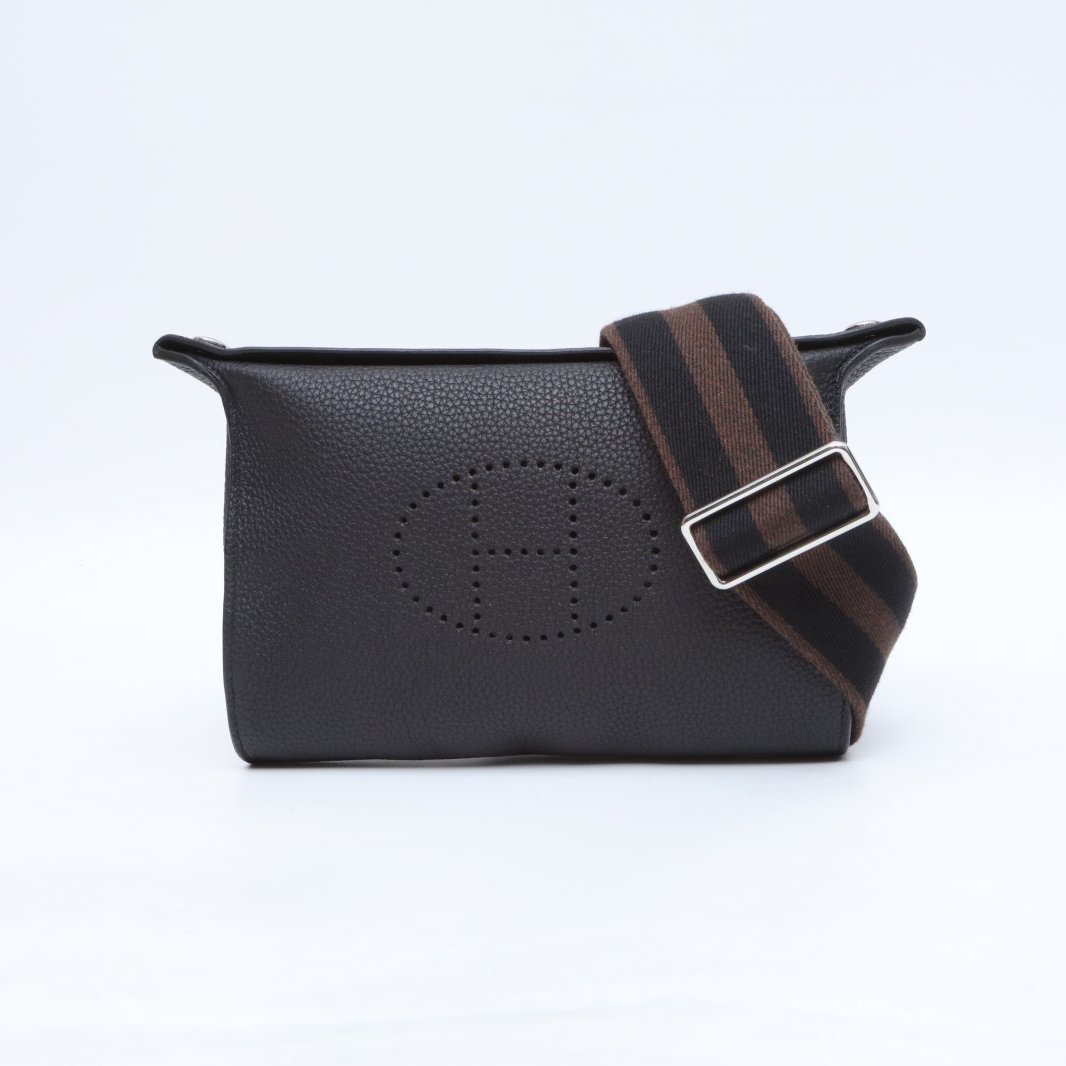 99新 Hermes/爱马仕 【小花念念】depoches黑色 银扣 U刻 单肩包