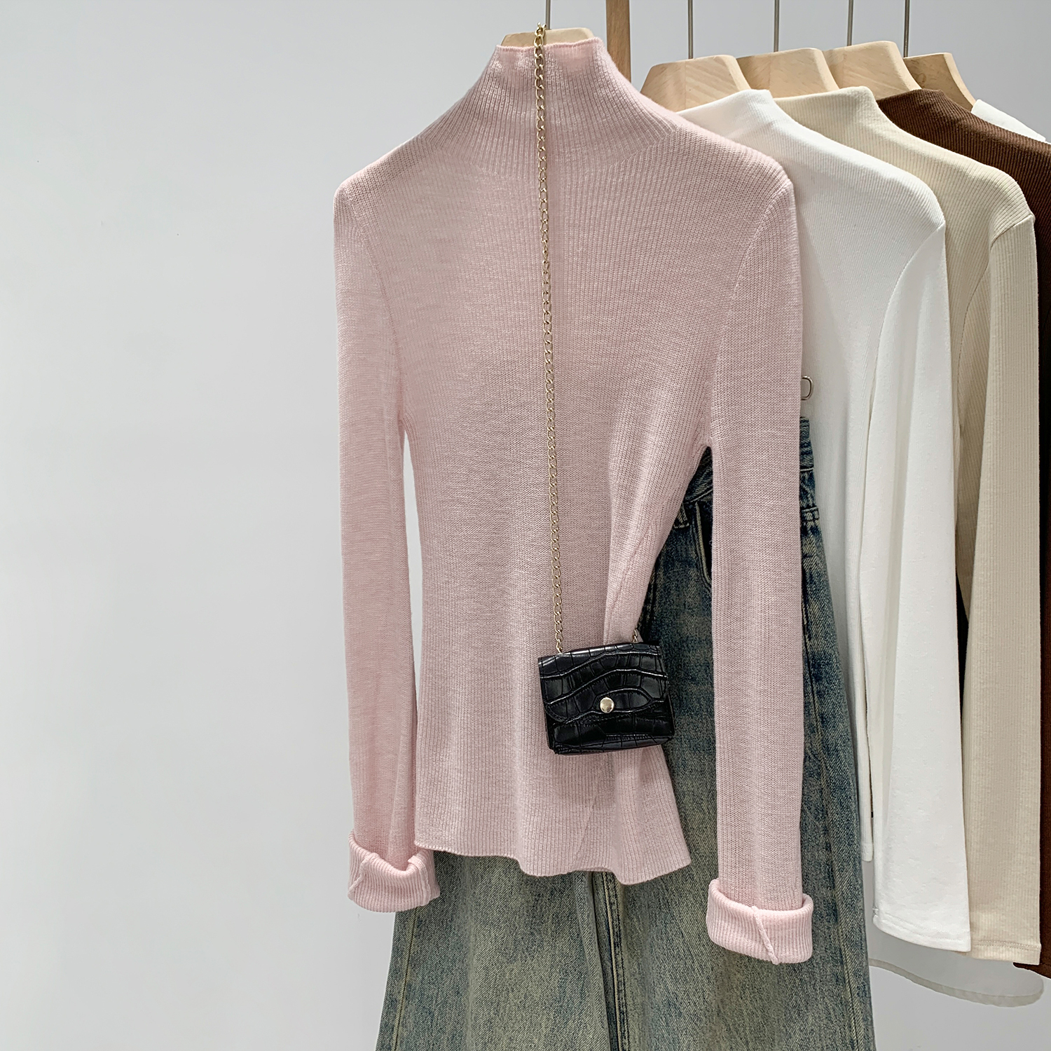 【部分现】内搭打底针织衫女秋冬2025新款修身高领漂亮上衣M1542