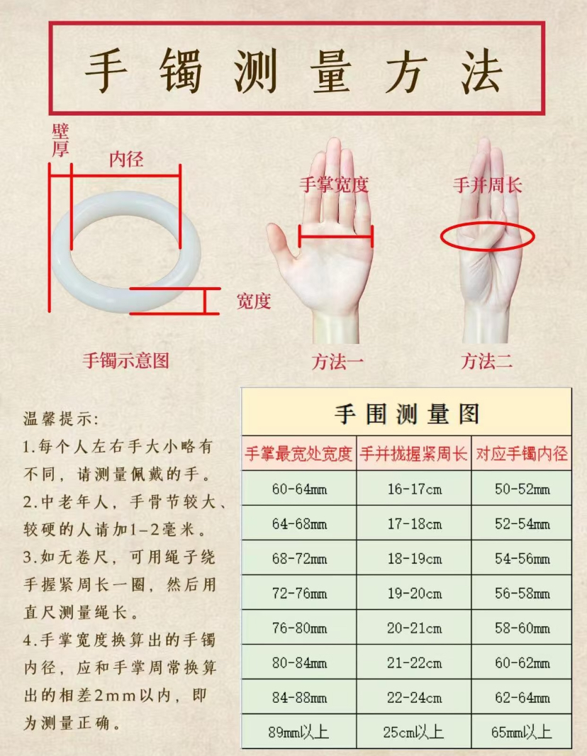 手镯测量参考方法图 勿拍 玛瑙村长家手镯
