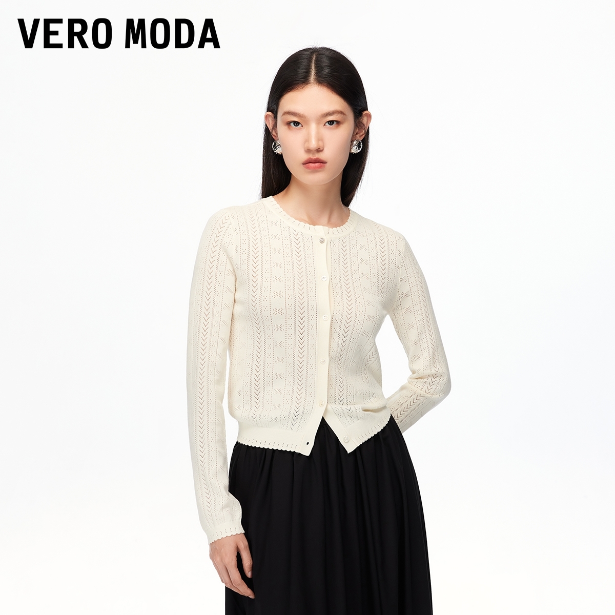 Vero Moda针织衫2025含再生纤维素纤维镂空上衣甜美可爱风格衣服
