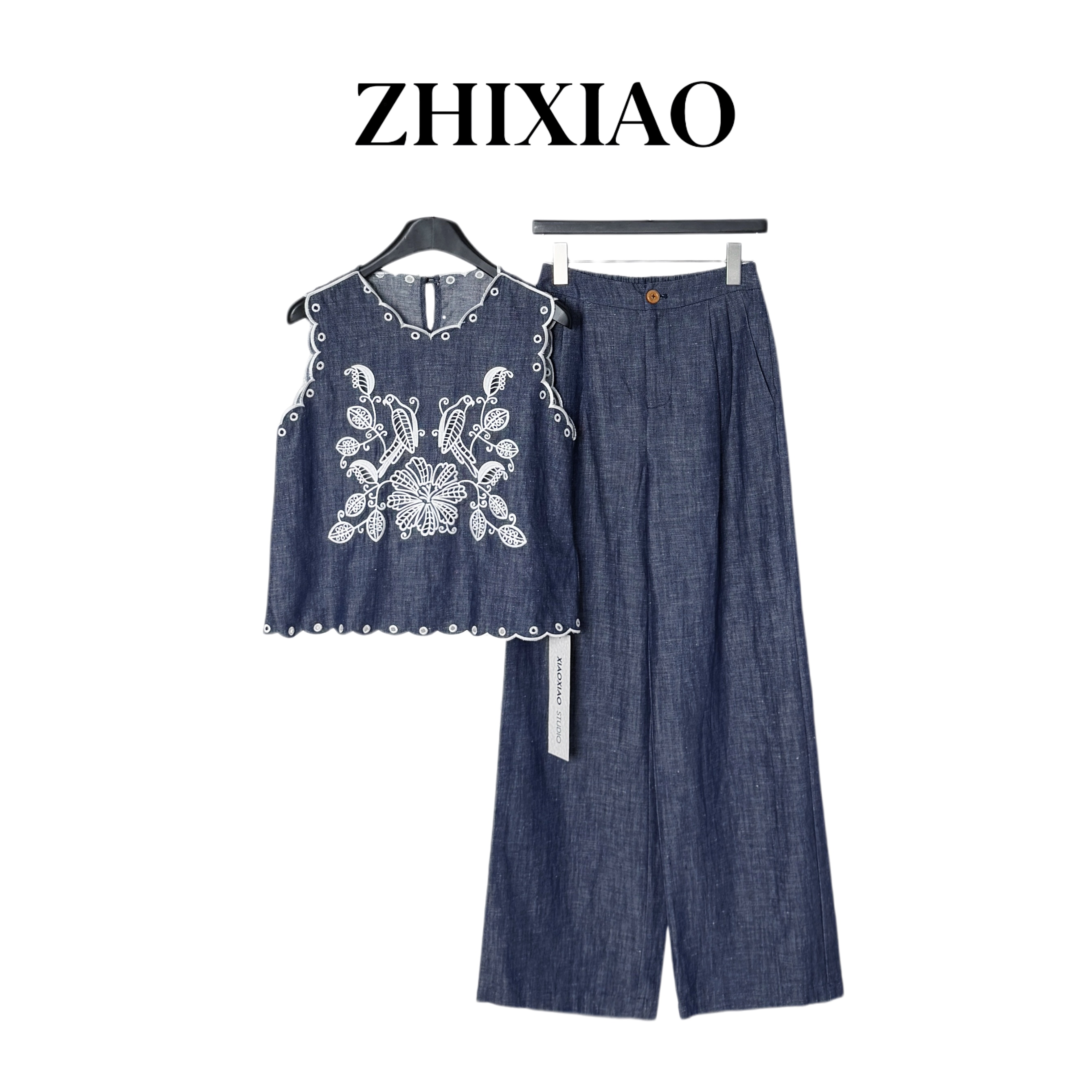 【ZHIXIAO】夏季新款：麻料刺绣套装6065