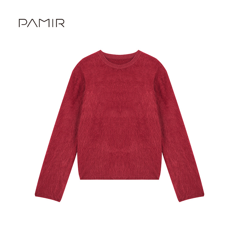 【叶可可】PAMIR秋冬新款女圆领拉绒羊绒针织衫 HCLR016