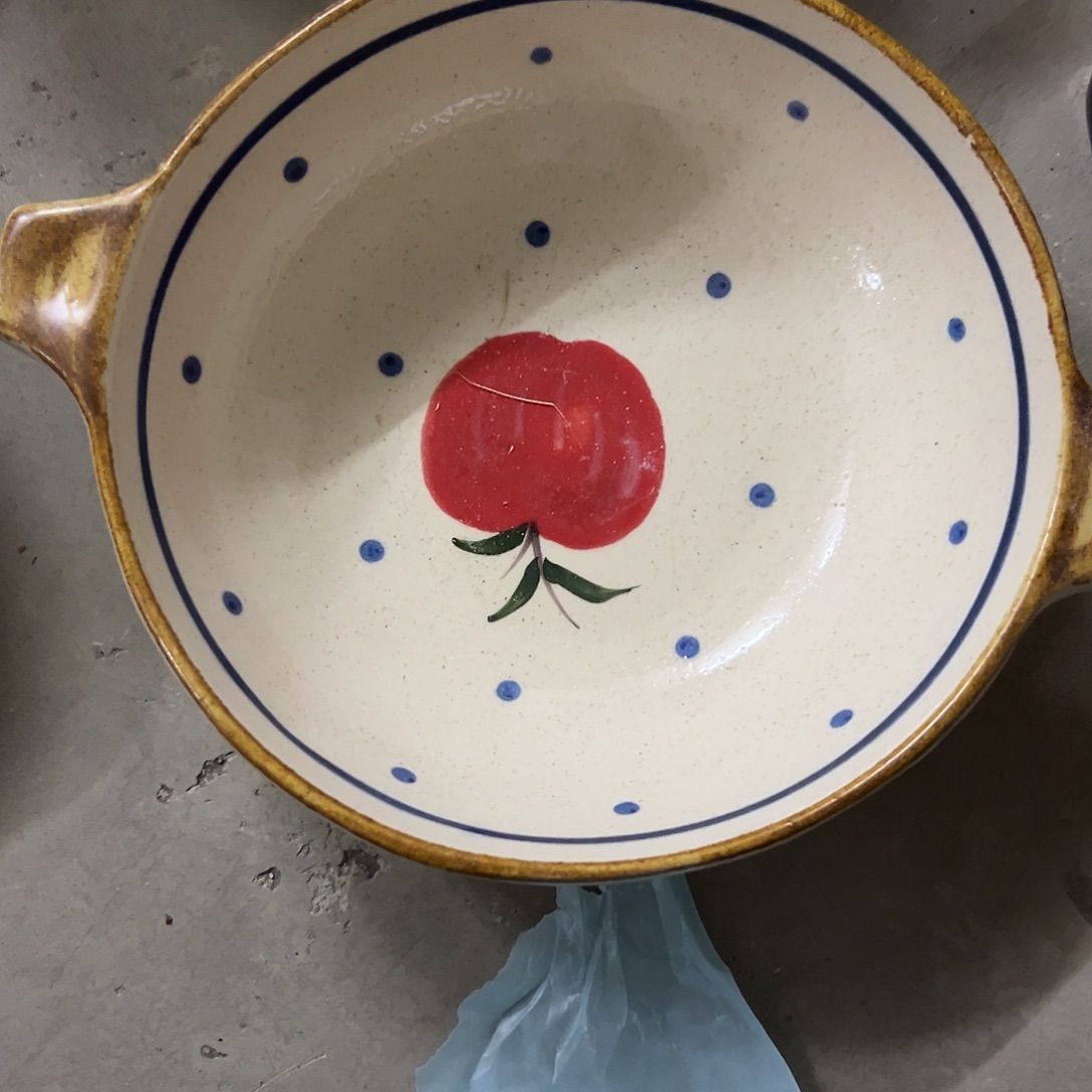 搪瓷微瑕苹果大双耳一个