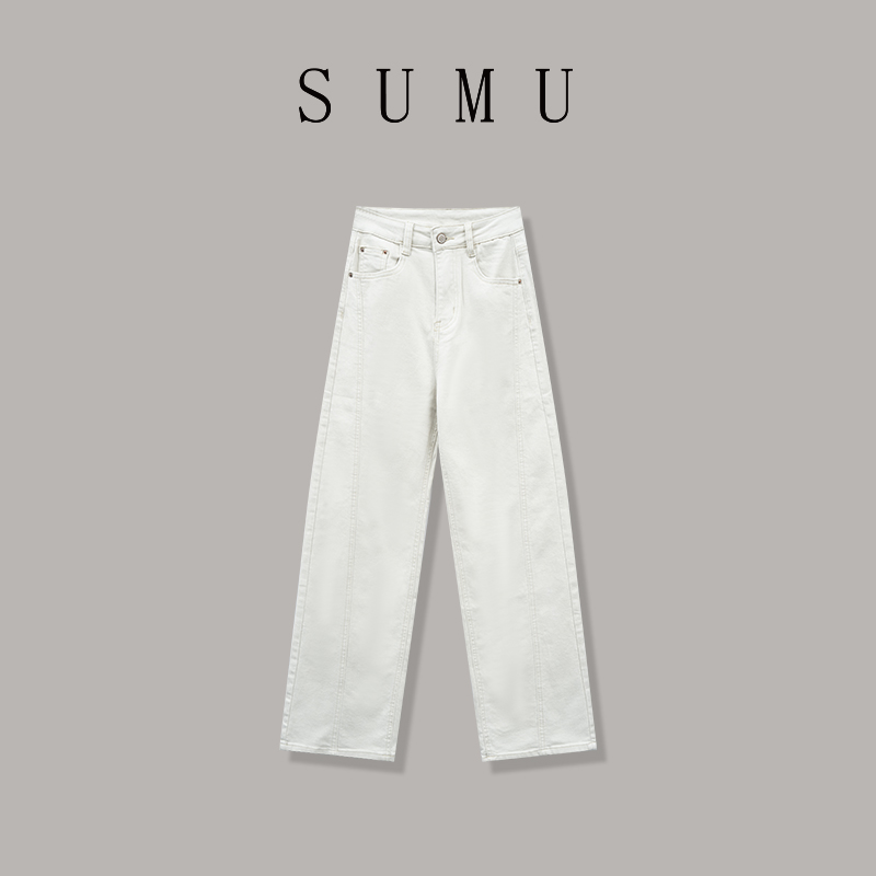 宿慕女款阔腿裤春季2025新款时尚百搭休闲洋气白色牛仔裤女M000P1