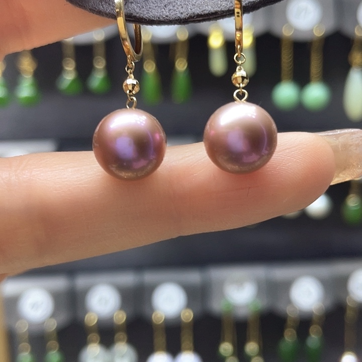 淡水珍珠耳饰18K金镶嵌