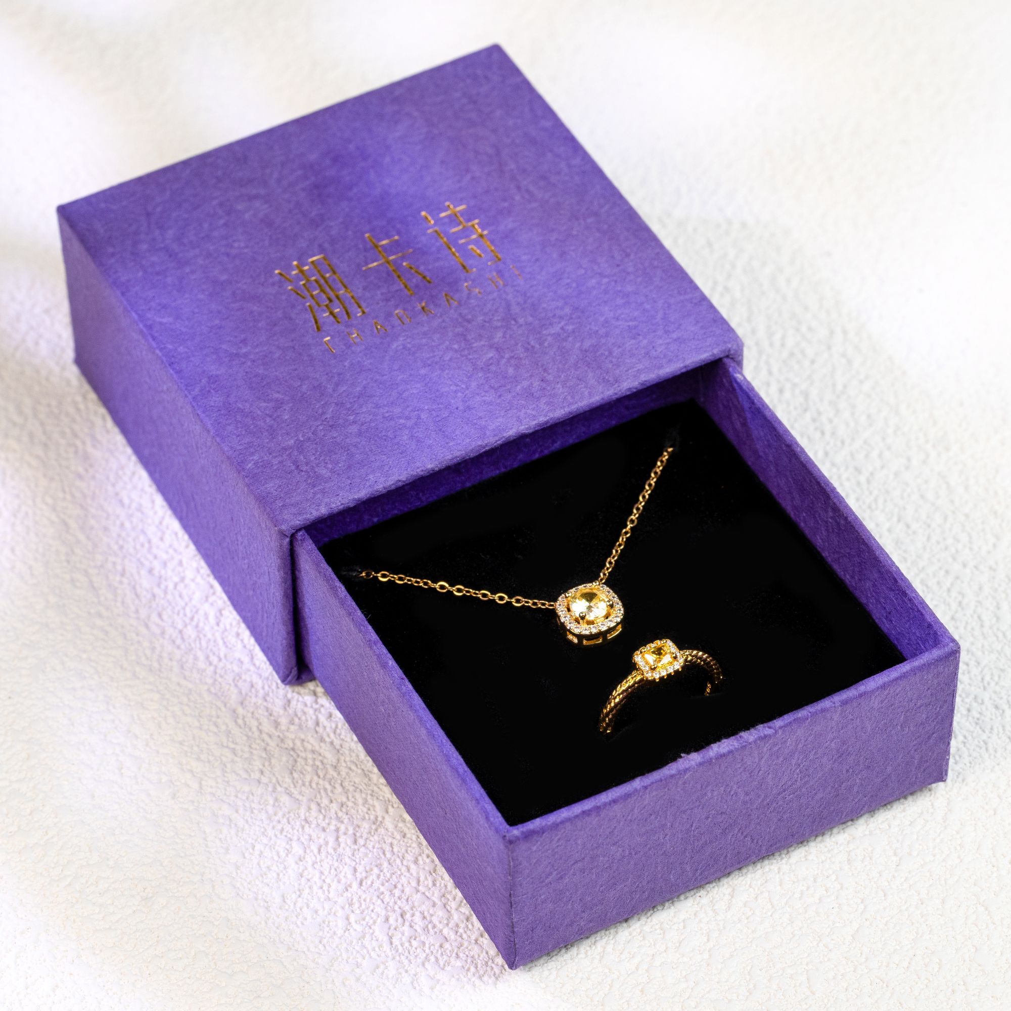 合金项链 镀k金 小方糖套盒