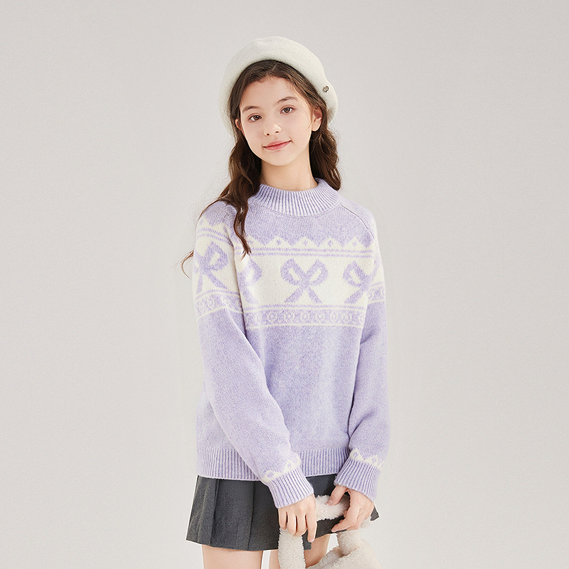 DEESHA/笛莎女童秋冬新款中童女孩宝宝儿童提花针织衫-9N2555516