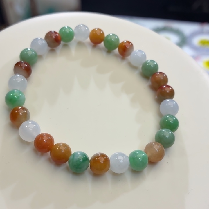 翡翠未镶嵌手链冰胶多宝卡7