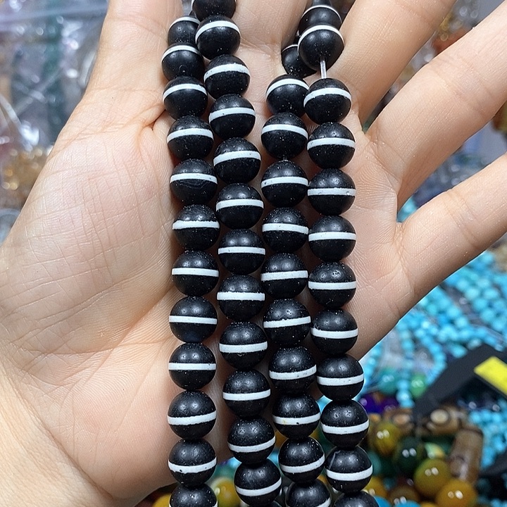 未镶嵌玛瑙/玉髓珠宝半成品磨砂一线玛瑙卡10mm