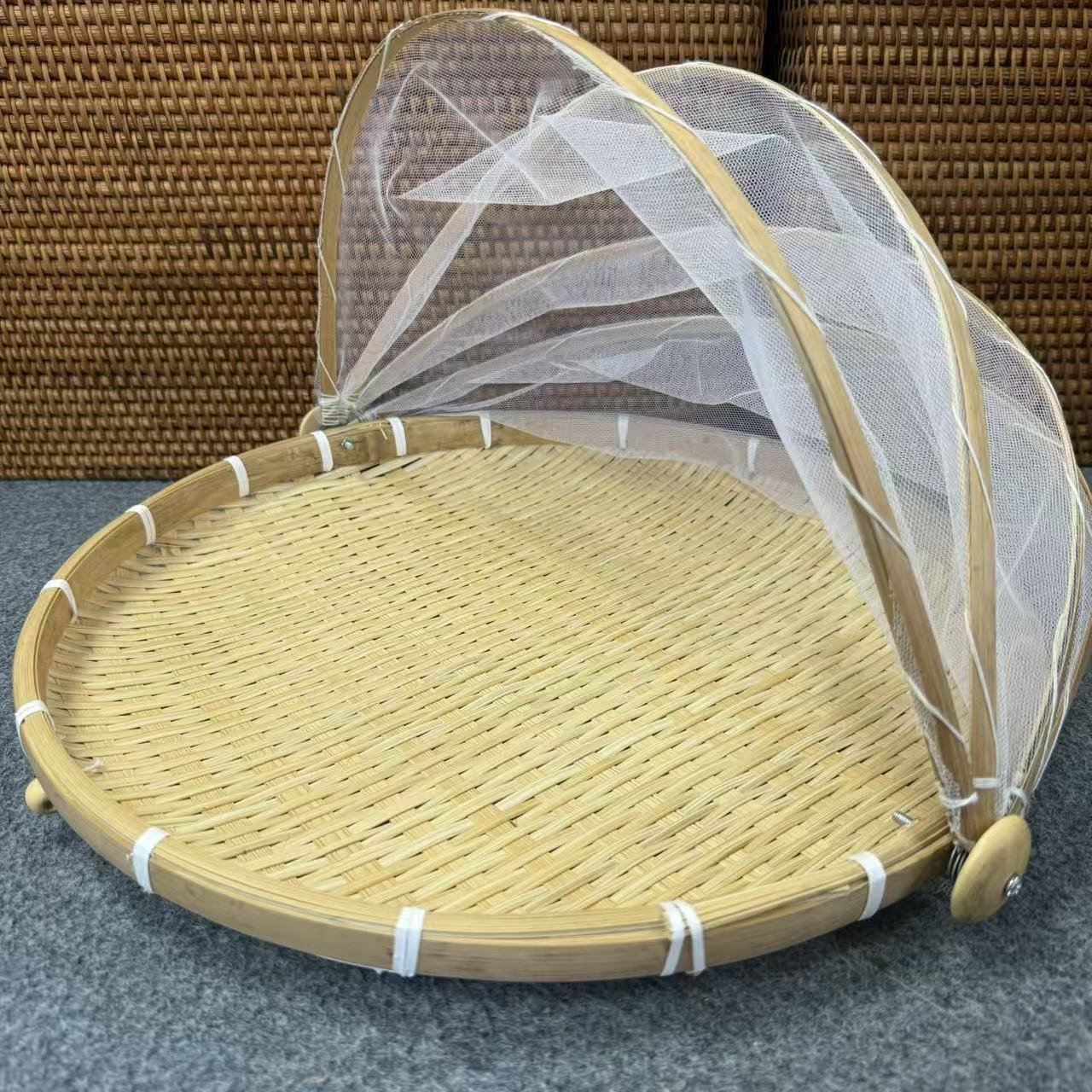 W81新款加大号网纱簸箕展示盘收纳筐新款夏季晒筐42公分