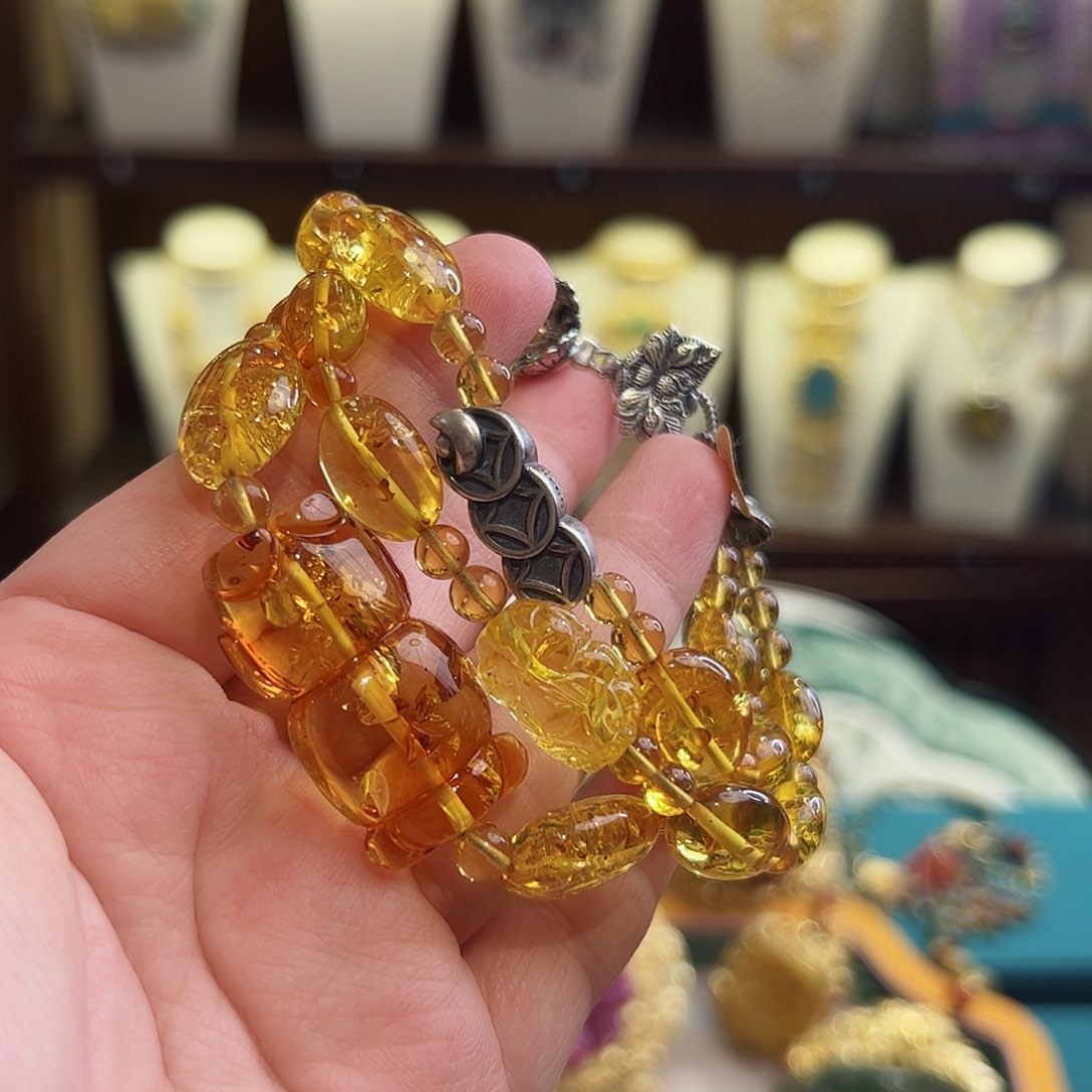 琥珀手链未镶嵌古风
