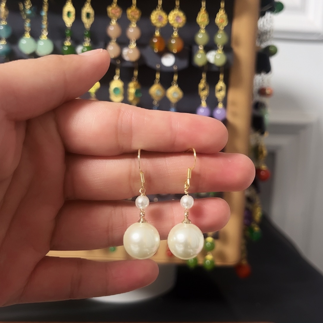 锆石纯铜925银耳饰