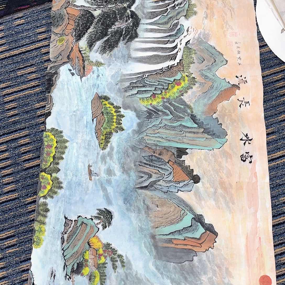 国画四尺山水作品朱