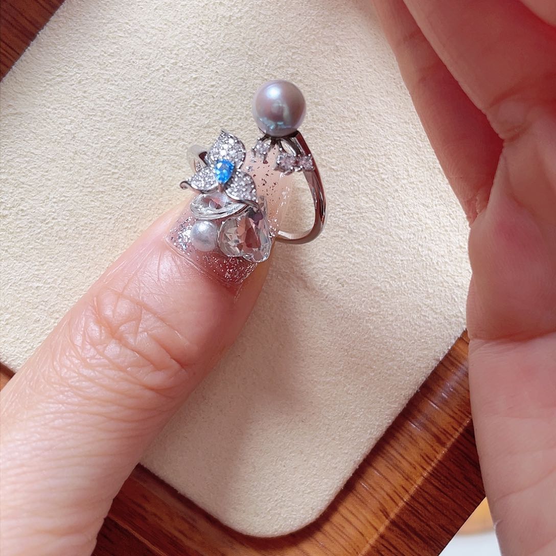 海水珍珠戒指银S925镶嵌