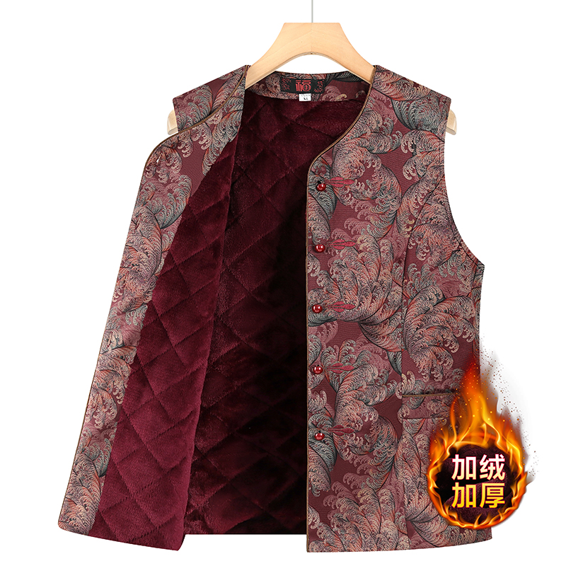 春秋马甲唐装中老年人秋装女妈妈背心奶奶装秋冬加绒加厚冬季老人