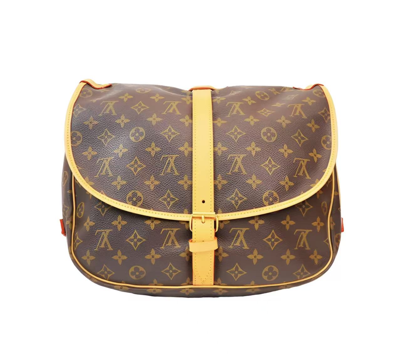 99新 LouisVuitton/路易威登 老花双子星中号单肩包 更换植鞣革