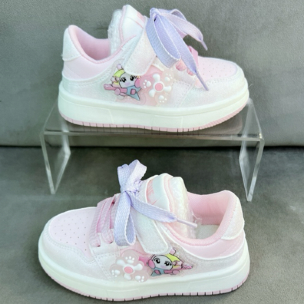 春季新款板鞋假鞋带渐变色可爱带灯橡胶底防滑