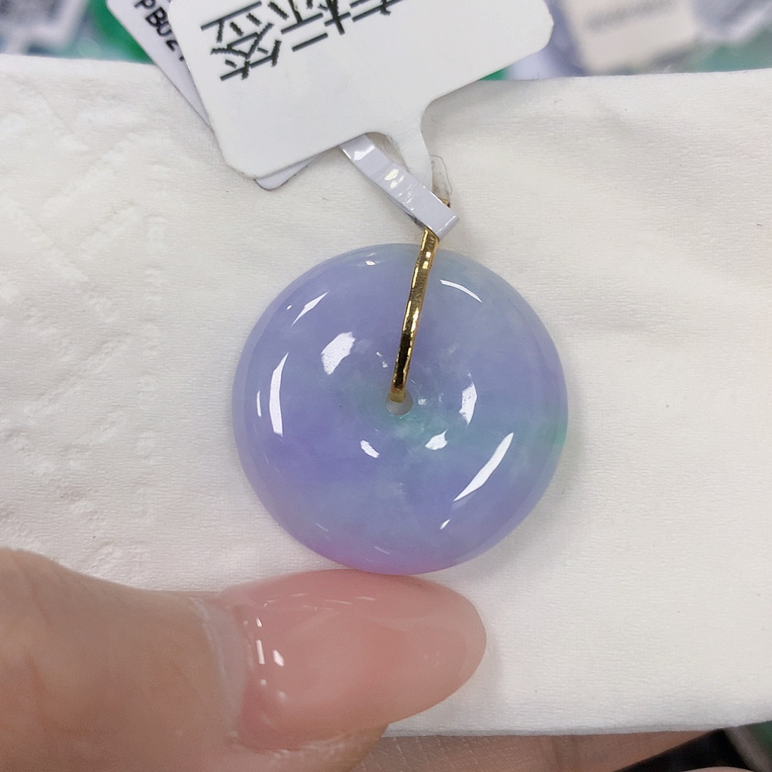 翡翠18K金镶嵌颈饰天然翡翠a货 百元以上9米证书费自理