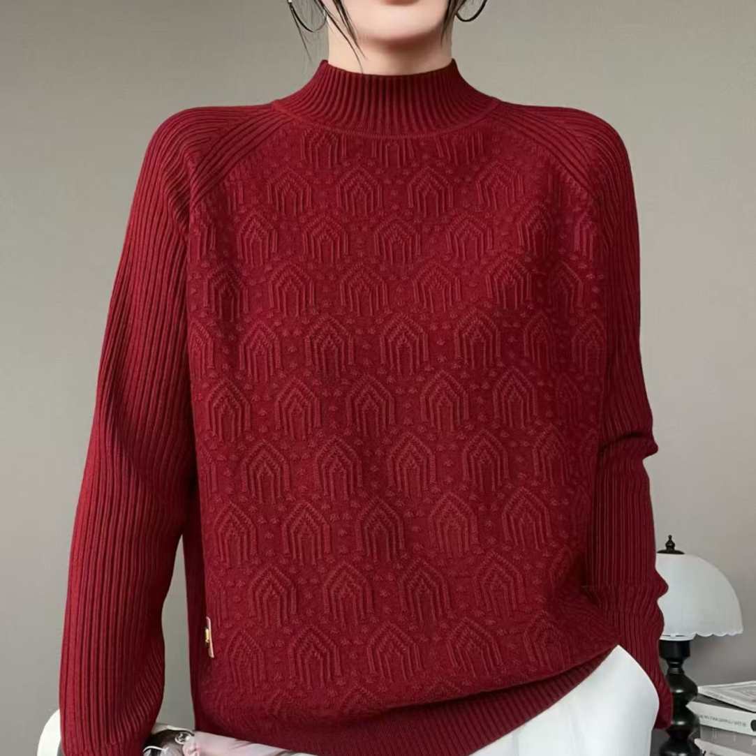 【尚品胖小妞】【宽松半高领素版】2025冬季新款百搭高品质针织衫