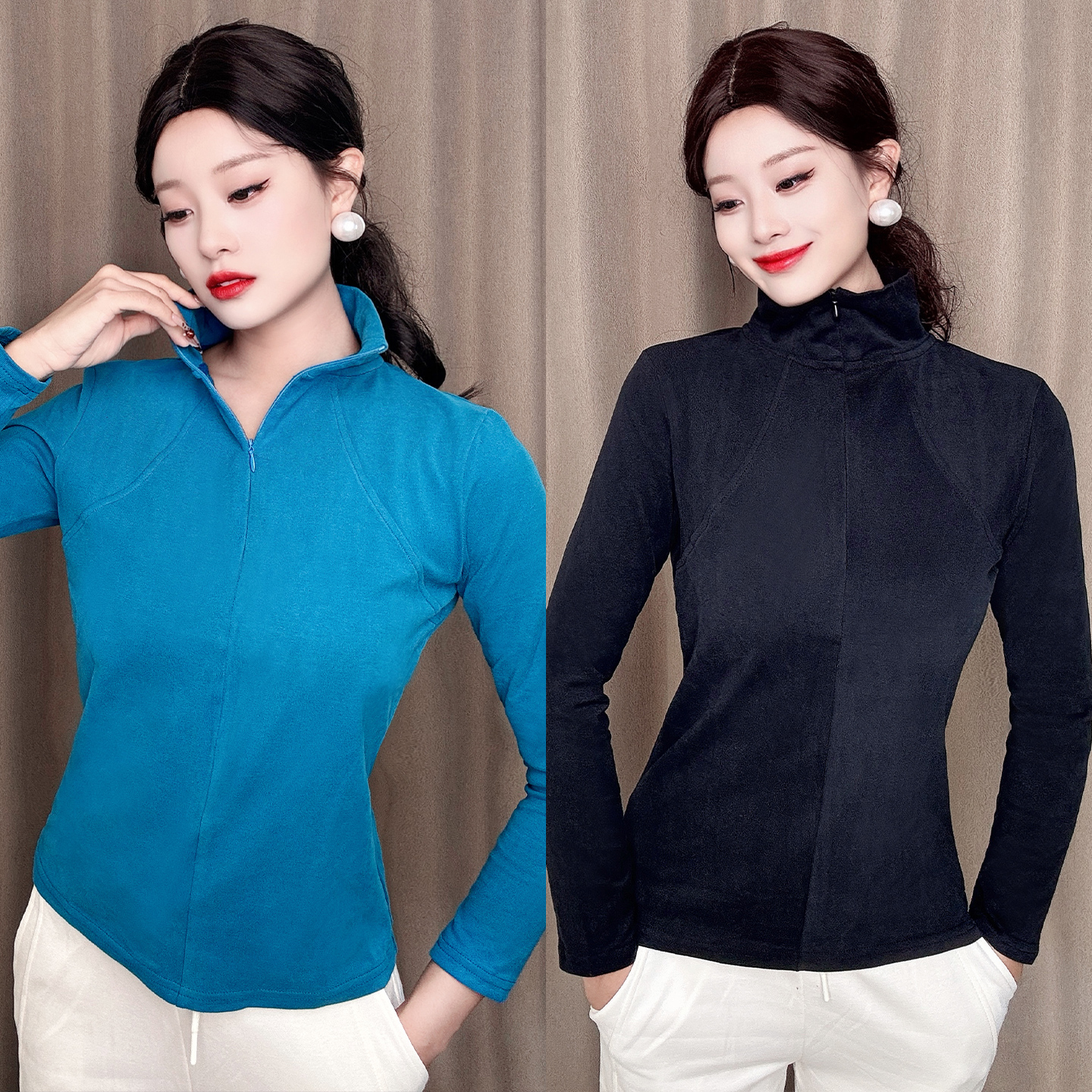 长袖T恤 时尚立领上衣 简约百搭 修身显瘦