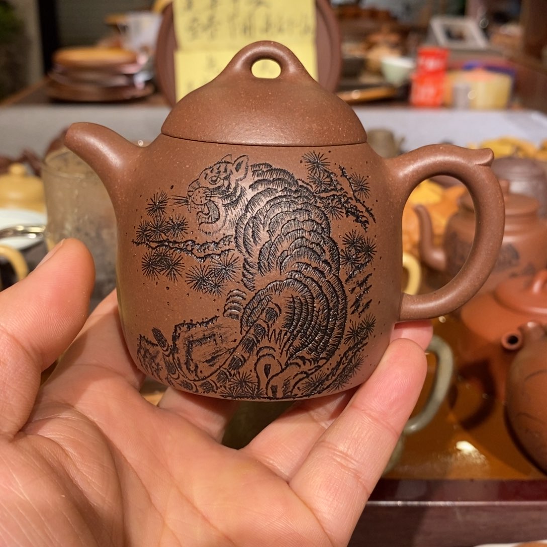 紫砂茶壶确***神精工半手秦权壶220cc