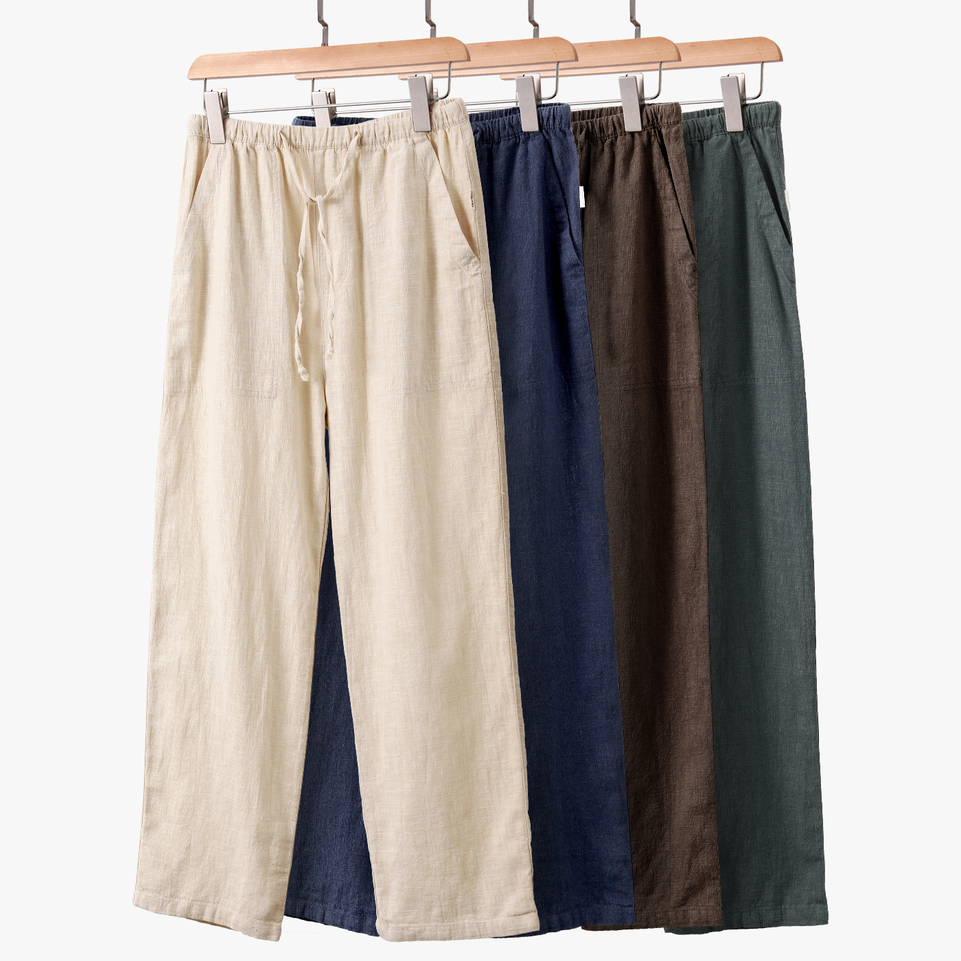 【现货】秋季男士苎麻休闲裤宽松直筒阔腿裤国风长裤