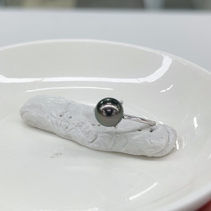 银S925镶嵌戒指海水珍珠8m