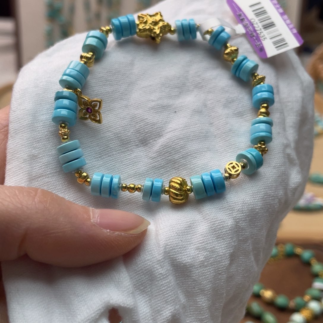 绿松石手串银S925镶嵌