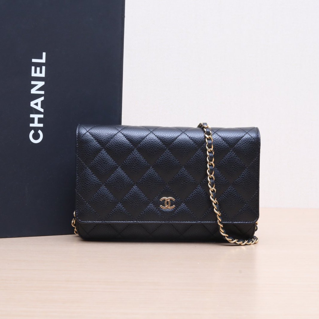 99新 Chanel/香奈儿 小花柳 CF WOC 19cm 黑色 芯片开