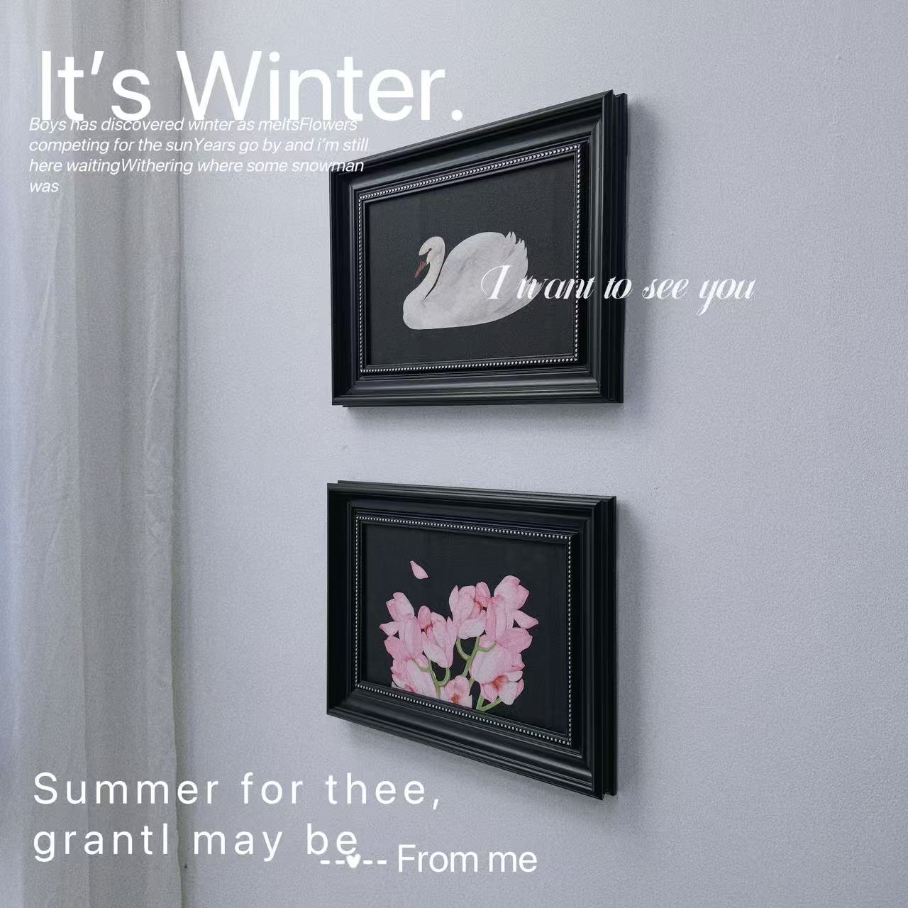 《天鹅》中古风挂画客厅沙发背景墙壁画高级感法式复古玄关画