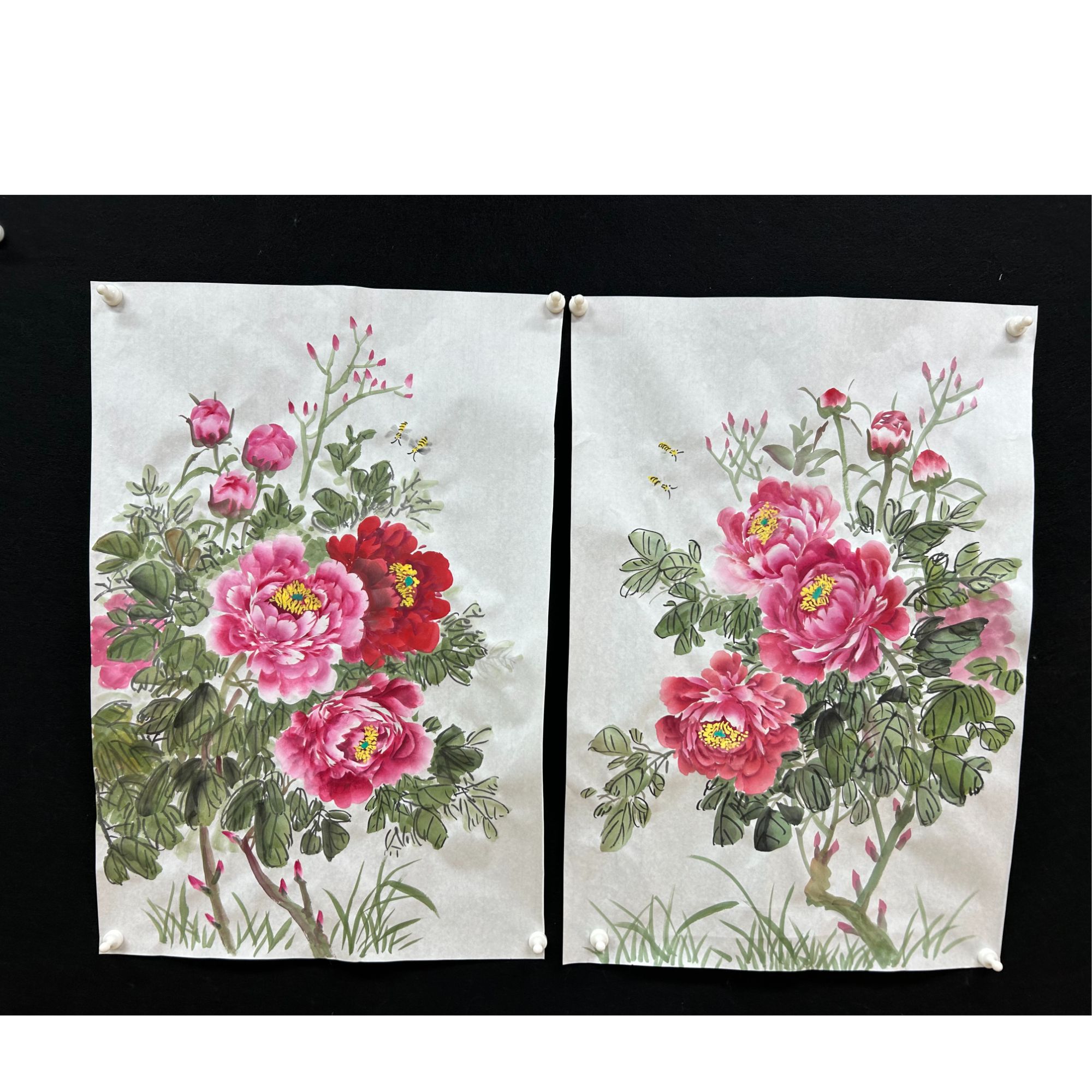 【富贵，吉祥】张静老师书画作品-竖版 画芯：70*45