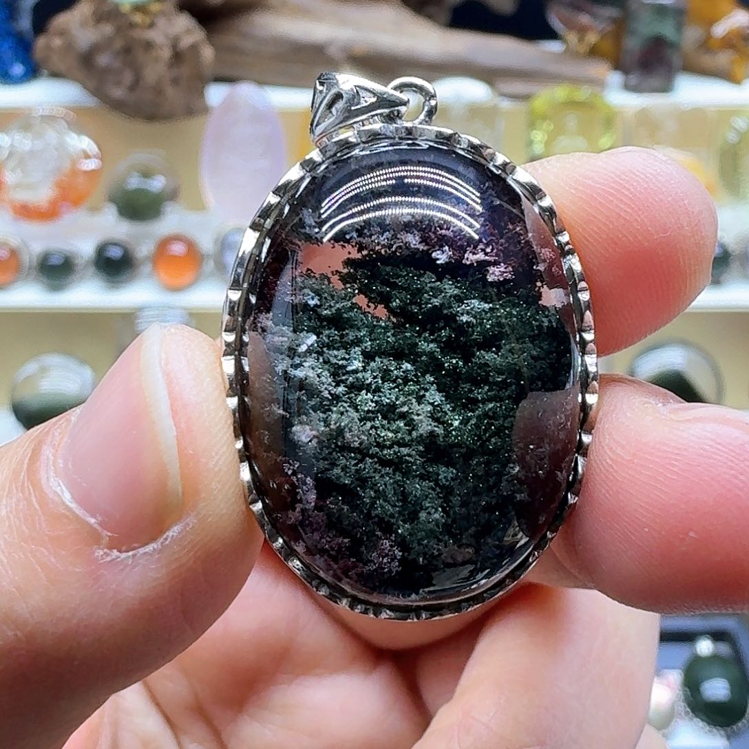 水晶颈饰银S925镶嵌吊坠