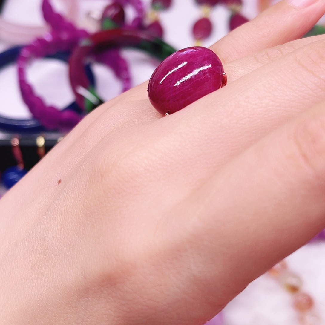 红宝石戒指银S925镶嵌