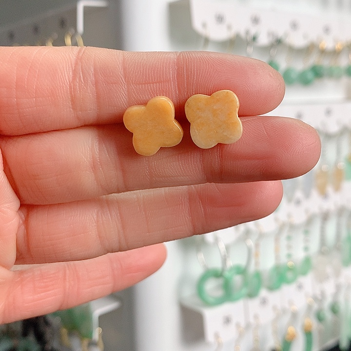 翡翠耳饰银S925镶嵌翡翠