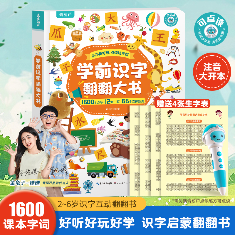 青葫芦学前识字翻翻大书认字真好玩注音点读版3-6岁幼儿宝宝识字