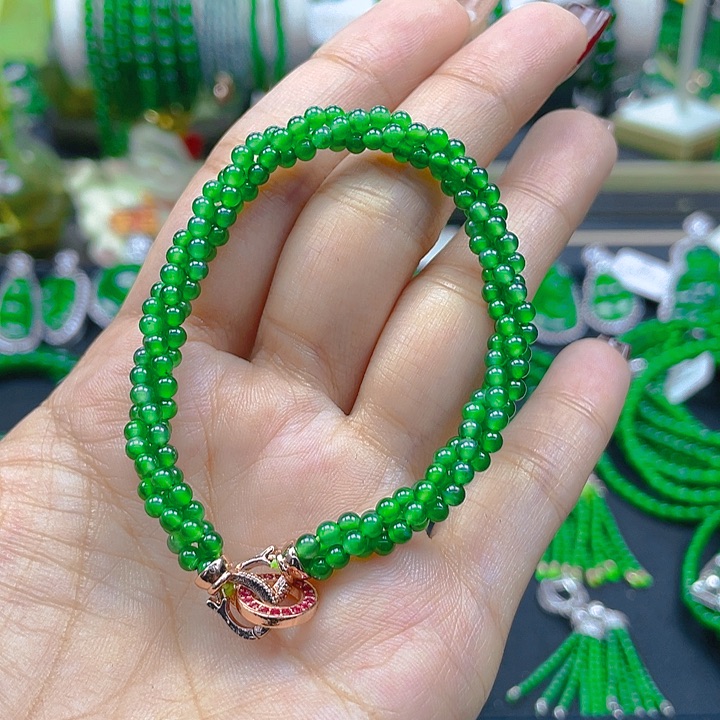 翡翠手链未镶嵌麻花手链