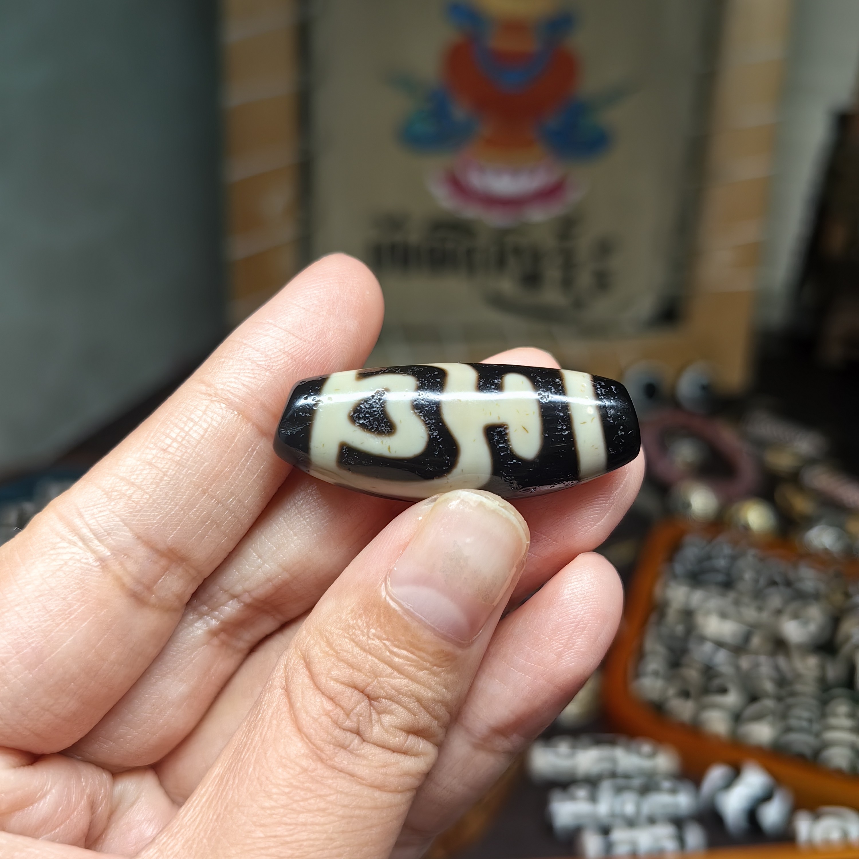 老冯超顶宝瓶莲心牛角天珠