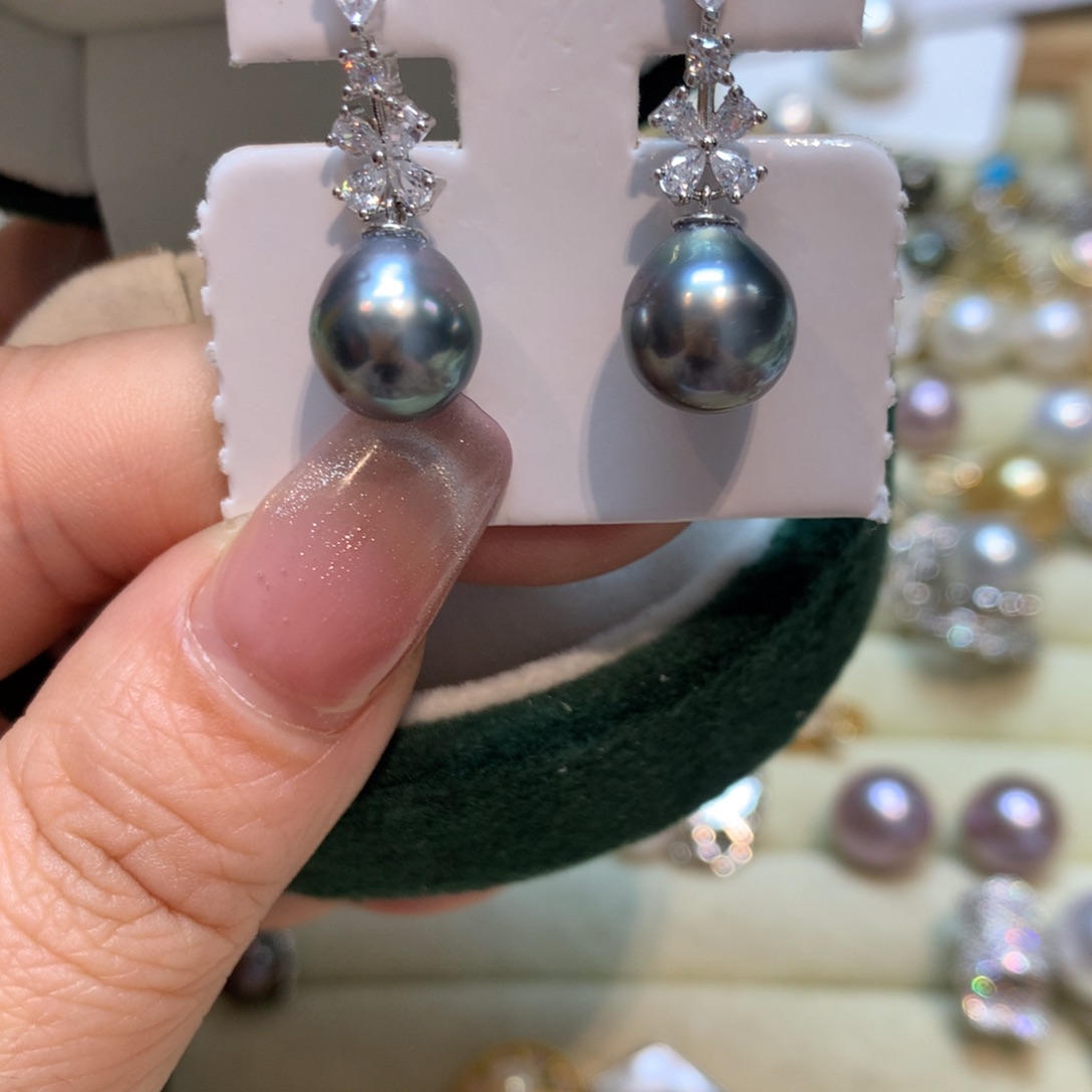 海水珍珠耳饰银S925镶嵌